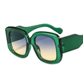 Oversized square sunglasses in translucent emerald green with gradient lenses - Green
