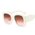 Retro oversized sunglasses with thick cream white frames and brown gradient lenses - Off White