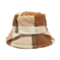Cappello a secchiello classico scozzese in morbida pelliccia ecologica marrone - M(56-58cm) / Cachi