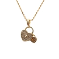 Elegante cadena dorada con colgantes de doble candado de corazón y circonitas - Candado de Corazón Doble Dorado (Cadena en O)