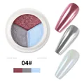 Three-color solid chrome nail powder set 04# with metallic mirror finish tips - Rose Red/Silver Gray/Light Blue (04#)