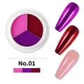 Three-color solid chrome nail powder palette in shade 01 with metallic mirror effect - Pink/Purple/Dark Red (01#)