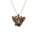 Gouden ketting met levendige vlinderhanger ingelegd met kleurrijke zirkonia steentjes - Vlinder Hanger / Goud O-ketting