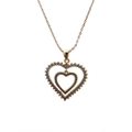 Hip hop style double heart pendant necklace with dark micro-set stones in gold plating - 0020 O-Link Chain Double Heart / Gold/Rose Gold
