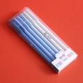 Set di 6 penne gel Morandi con sfumatura blu in astuccio trasparente decorato - Set da 6 pezzi / Serie Blu Morandi