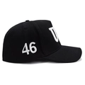 Black cotton baseball cap featuring white 46 embroidery on the side and curved brim - Black-USA 46