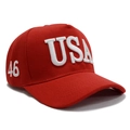 Red cotton twill baseball cap with white USA 3D embroidery and 46 side embroidery - Red-USA 46