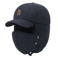 Colbacco invernale blu scuro con fodera in ecopelliccia nera e maschera viso - Regolabile / Blu