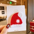 Pince à cheveux bonnet de Noël rouge et blanc en peluche pour filles - Bonnet de Noël en Tissu Éponge