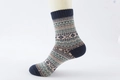 Nordic Fair Isle pattern wool socks in navy and beige for winter warmth and comfort - One Size / Navy Blue