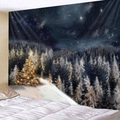 Arazzo natalizio con albero luminoso nella foresta invernale per la camera - 150x130cm / Foresta dell'Albero d'Oro