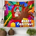 Weihnachts-Wandteppich mit Weihnachtsmann und Geschenken für die festliche Dekoration - 150x130cm / Stil 4-Geschenktüten Perspektive