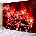 Arazzo natalizio rosso festivo con fiocchi di neve e stelle per decorazione casa - 150x130cm / Tipografia Natalizia Rossa