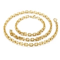 Minimalist gold stainless steel necklace and bracelet set with lobster clasps - Gold Thin Jewelry Set (KS136951-Z)