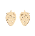 Detailed close-up of strawberry-shaped hollowed metal stud earrings in gold finish - Gold