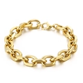 Minimalist gold stainless steel thick cable chain bracelet with lobster clasp on white background - 10mm Gold Color Bracelet (KB139980-Z)