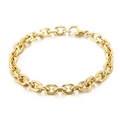 Minimalist golden stainless steel chain bracelet with classic polished O-link design - 6mm Gold Color Bracelet (KB139978-Z)