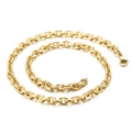 Polished golden stainless steel O-chain necklace with secure lobster clasp closure - Gold Thin Necklace (KN115529-Z)