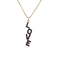 Goldene LOVE Halskette mit mikroverzierten blauen Zirkonia und feiner Boxkette - Gold Boxkette LOVE