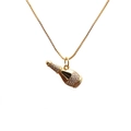Funkelnde Champagnerflaschen-Halskette mit Zirkon-Mikropflaster und Goldbeschichtung - Champagnerflasche Anhänger / Goldene Box-Kette