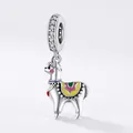 S925 sterling zilveren alpaca bedel met kleurrijk emaille en sprankelende zirkonia - Schattige Alpaca