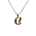 Gouden ketting met maan en fee hanger, bezet met zirkoon en een fijne box-ketting - doos ketting / Goud