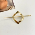 Minimalist golden geometric rhombus hair stick with polished metal finish on white background - Diamond / Gold