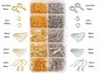 DIY jewelry making kit with 19mm ear hooks and jump rings in gold and silver finish - Ear Hooks Eye Pins and Jump Rings Set