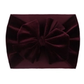 Detail of soft dark burgundy velvet headband for babies with large decorative bow - Burgundy