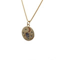 Goldene Halskette mit Himmelskörpern, Sternen, Mond und bunten Zirkon-Kristallen - Goldene Box-Kette Mit Buntem Zirkonia-Anhänger