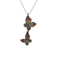 Gouden vlinderhanger ketting met gekleurde zirkonia op witte achtergrond - O-ketting Vlinder / Goud