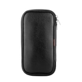 Detail of black lychee texture PU leather makeup brush case with silver zipper - PU Zipper Empty Bag