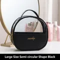 Grande trousse trucco nera a semicerchio con inserto trasparente e zip dorata - Semicerchio Grande / Nero