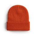Winter knitted beanie in vibrant orange color featuring thick ribbed cuff design - One Size / Orange Red