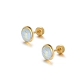Gold-plated stainless steel stud earrings with blue dome and gold crackle pattern - Single Piece / Sky Blue