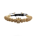 Verstellbares gewebtes Armband mit goldenen Zirkonia-Perlen und einem Kronen-Anhänger - Goldene Krone