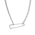 Collar de clip plateado minimalista con colgante sobre fondo blanco limpio - Collar de Plata (02银色DZ-581)