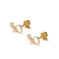 Cute rainbow and cloud titanium steel stud earrings with colorful enamel and screw back - Blue Purple Pink Stripes (1pc)