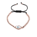 Rosegouden Hamsa-hand en Evil Eye verstelbare kralenarmband met ingelegde zirkoon - Hamsa Evil Eye / Roségoud