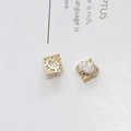 Golden vintage pendant with oval zircon and pavé crystals for DIY nail art and jewelry - 55# Retro Oval