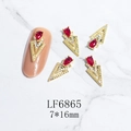 Detail of red teardrop rhinestone and gold triangle alloy nail art charm, size 7x16mm - Gold Red Gem Style (6865)