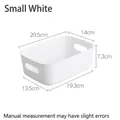 Small white plastic storage organizer bin with handles for desktop and home organization - Small / Small White