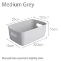 Medium grey plastic storage box with handles measuring 25x16.5x10cm for organization - Medium / Medium Grey