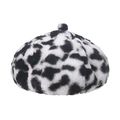 Berretto in peluche con motivo a mucca e leopardo, cappello invernale retrò morbido - Piccola Stampa Mucca
