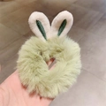 Elastico per capelli in peluche verde con graziose orecchie di coniglio - Orecchie da Coniglio Donut-Verde