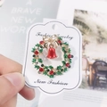 Christmas wreath brooch with red bell and colorful rhinestones on fashion card - Wreath with Red Bell