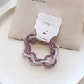 Graziosi elastici per capelli pelosi viola e bianchi su carta in un piatto bianco - Elastici a Onde 4pz-Viola