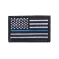 Tactical black USA flag embroidery patch with thin blue line for outdoor gear - Black White Blue Line