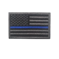 Tactical US Thin Blue Line flag embroidered patch with black and grey low-profile design - Black Grey Blue Line