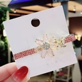Korean style pink crystal butterfly hair clip with floral rhinestone details - Crystal Plum Flower Pink Clip